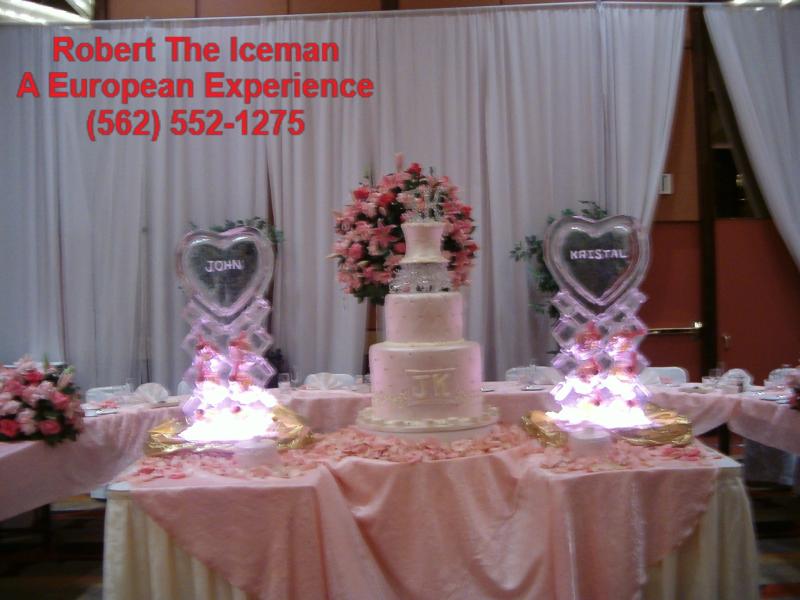 Hearts with names as a bottle holder for cake setup