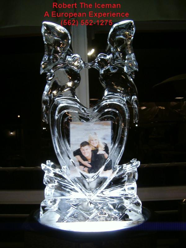 Heart with doves kissing and picture inlay in the heart