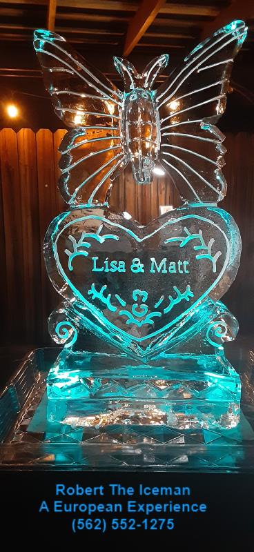 Beautiful heart with names and butterfly on top