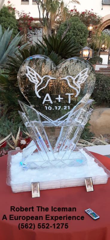 Love birds on pedestal with initials